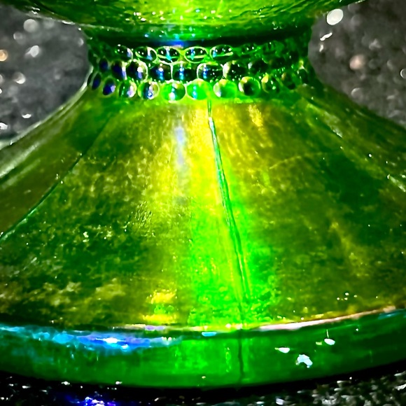 Vintage Carnival Glass Pitcher Harvesting EmeraldGreen to Blue Iridescent - Picture 5 of 12